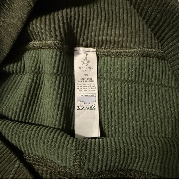 Aerie High Waist Ribbed Shorts in Dark Green - Picture 3 of 3